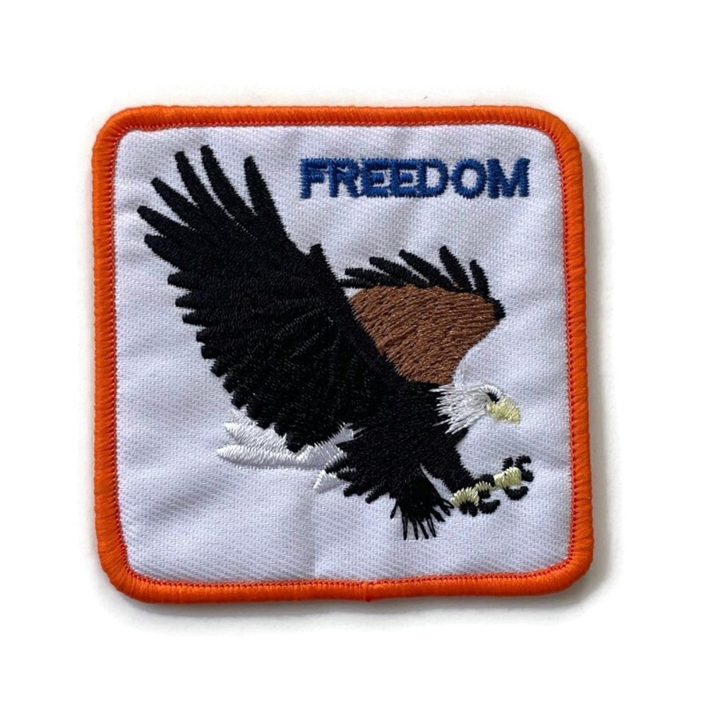 Freedom Eagle Square Trucker Embroidered Sew On Patch